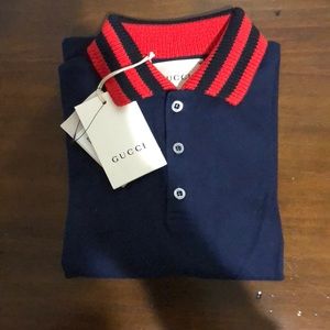 Gucci Children’s Stripe Color Long Sleeve Polo